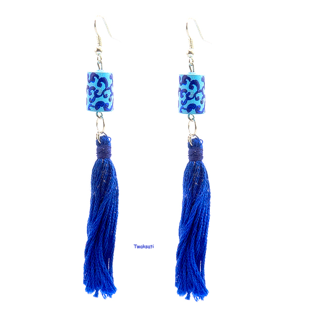 Blue Frill Earring